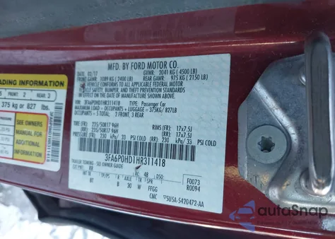 2017 Ford Fusion Se from USA, damaged, VIN 3FA6P0HD1HR311418